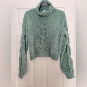 Sage green Cowl Neck Sweater (cropped)